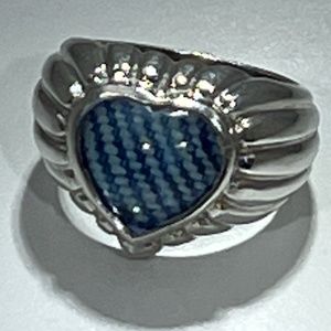 Silver Denim Heart Ring